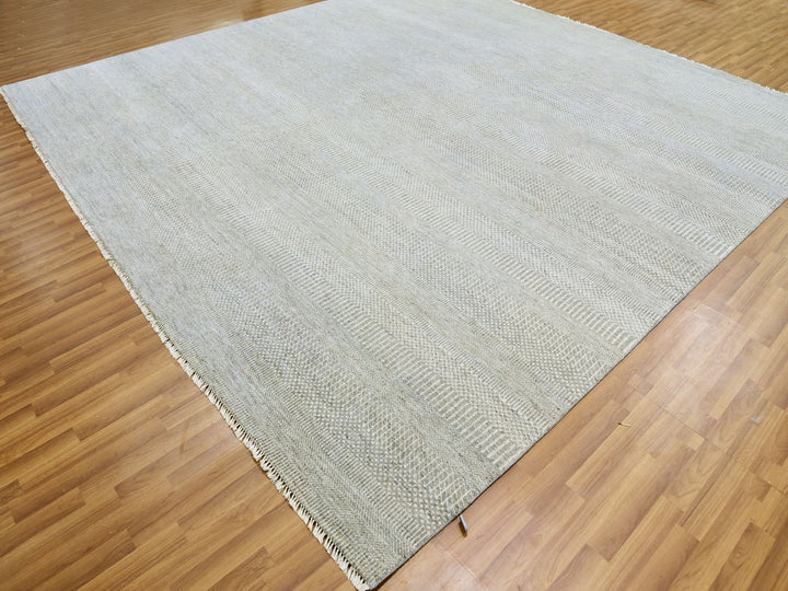12'0" x 12'4" New Hand Knotted Grey Wool Square Oriental Rug - MOA10279541