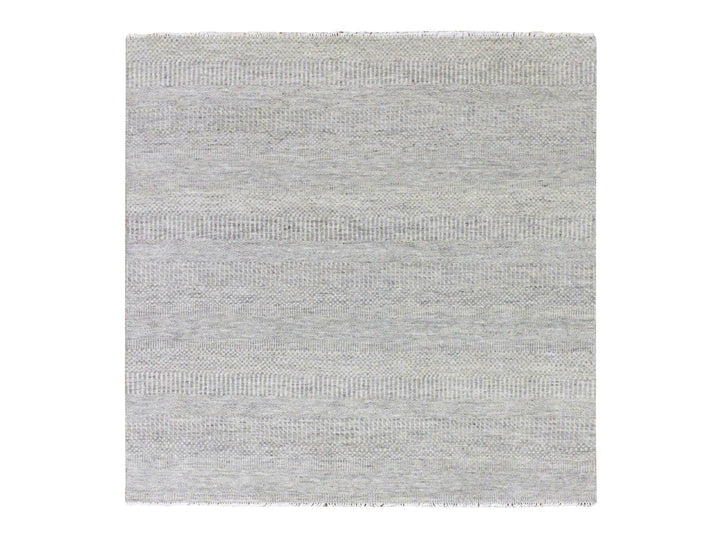6'0" x 6'1" New Hand Knotted Grey Wool Square Oriental Rug - MOA10279543