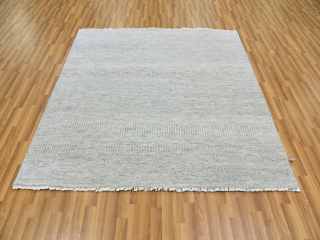 6'0" x 6'1" New Hand Knotted Grey Wool Square Oriental Rug - MOA10279543