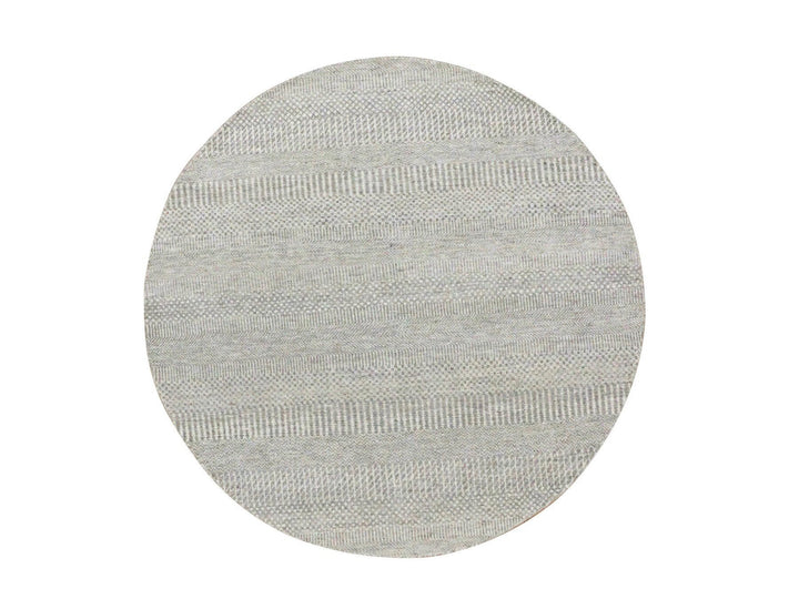 4'10" x 4'11" New Hand Knotted Grey Wool Round Oriental Rug - MOA10279544