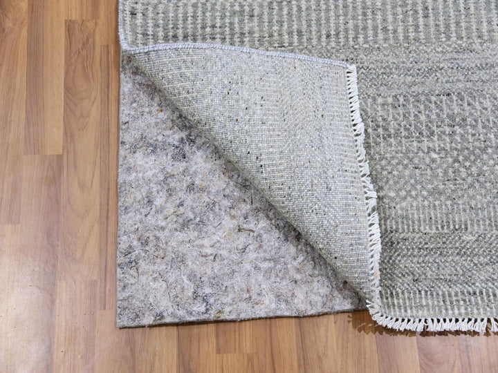 2'6" x 10'2" New Hand Knotted Grey Wool Runner Oriental Rug - MOA10279545