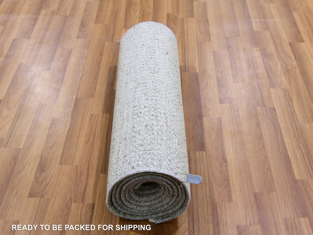 2'6" x 10'2" New Hand Knotted Grey Wool Runner Oriental Rug - MOA10279545
