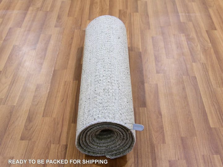 2'6" x 10'2" New Hand Knotted Grey Wool Runner Oriental Rug - MOA10279545