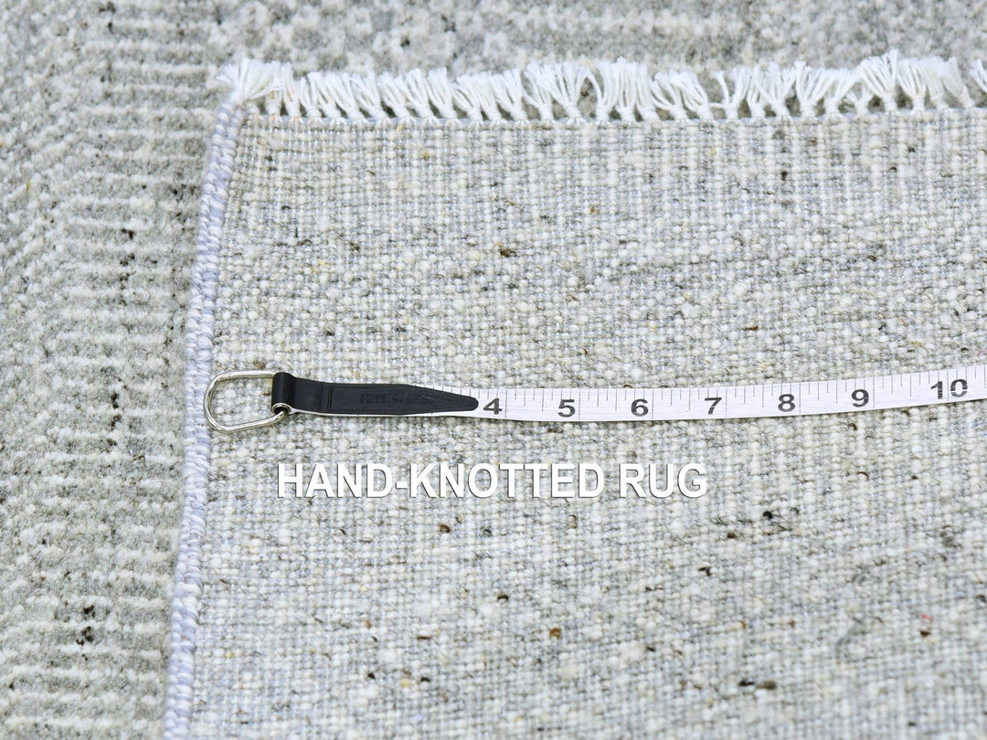 2'6" x 10'2" New Hand Knotted Grey Wool Runner Oriental Rug - MOA10279545