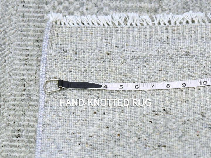 2'6" x 10'2" New Hand Knotted Grey Wool Runner Oriental Rug - MOA10279545