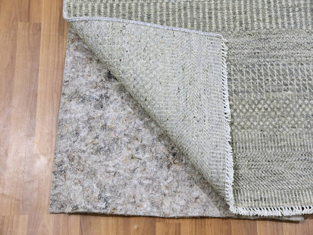 2'6" x 10'2" New Hand Knotted Grey Wool Runner Oriental Rug - MOA10279546