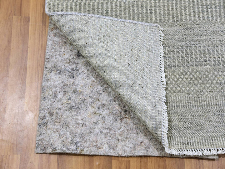 2'6" x 10'2" New Hand Knotted Grey Wool Runner Oriental Rug - MOA10279546