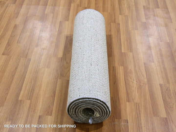 2'6" x 10'2" New Hand Knotted Grey Wool Runner Oriental Rug - MOA10279546