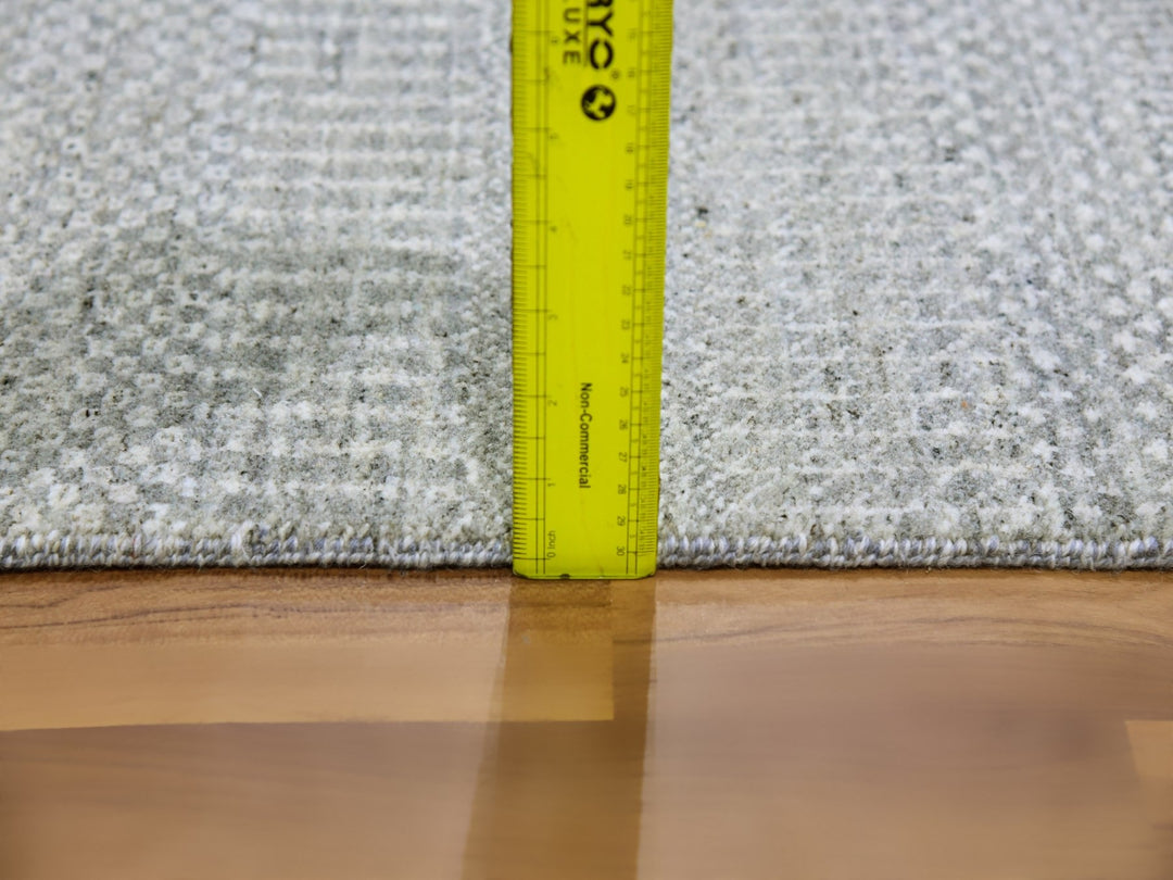 2'6" x 10'2" New Hand Knotted Grey Wool Runner Oriental Rug - MOA10279546