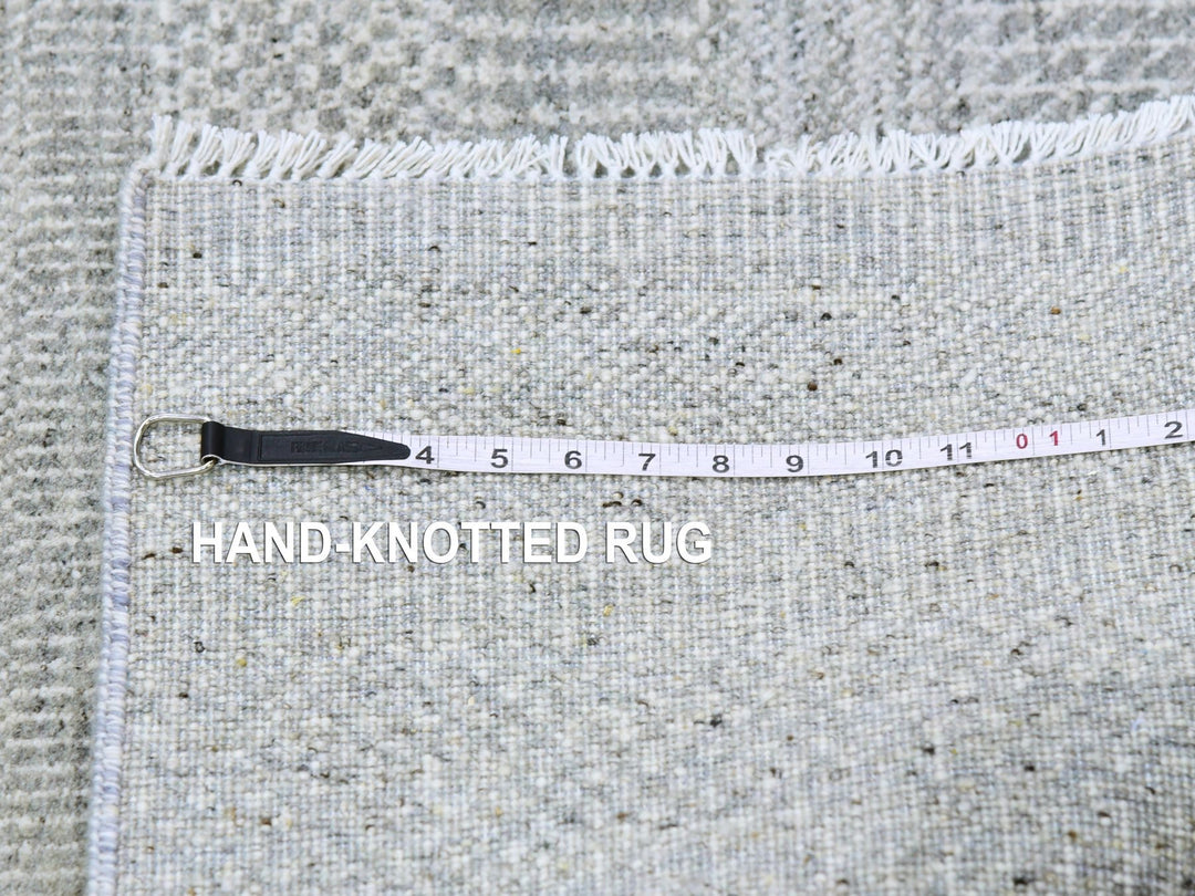 2'6" x 10'2" New Hand Knotted Grey Wool Runner Oriental Rug - MOA10279546