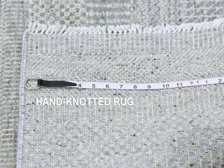 2'6" x 10'2" New Hand Knotted Grey Wool Runner Oriental Rug - MOA10279546