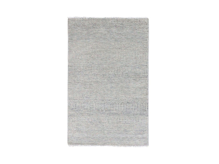 3'0" x 5'3" New Hand Knotted Grey Wool Rectangle Oriental Rug - MOA10279552