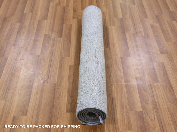 3'0" x 5'3" New Hand Knotted Grey Wool Rectangle Oriental Rug - MOA10279552