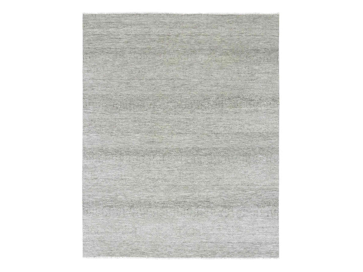 8'0" x 10'0" New Hand Knotted Grey Wool Rectangle Oriental Rug - MOA10279558