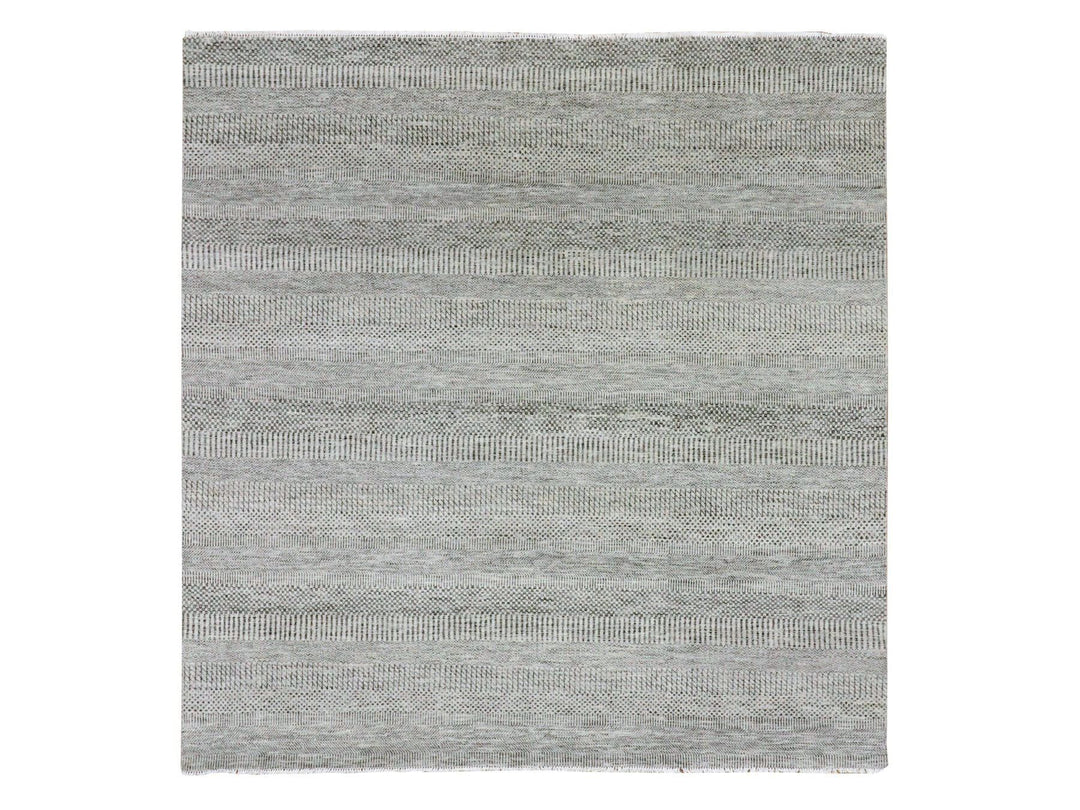 7'11" x 8'1" New Hand Knotted Grey Wool Square Oriental Rug - MOA10279559