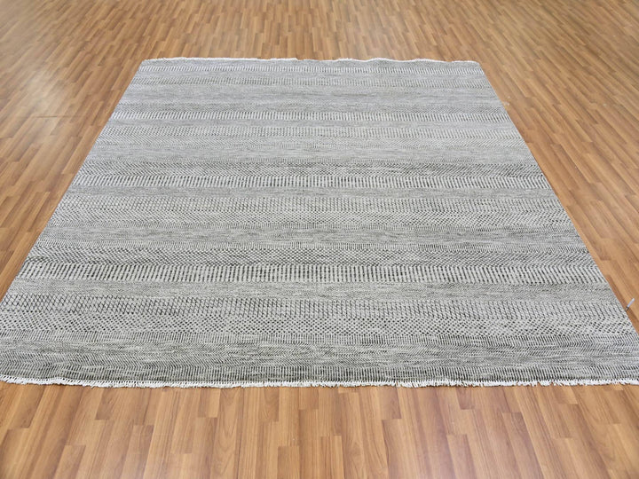 7'11" x 8'1" New Hand Knotted Grey Wool Square Oriental Rug - MOA10279559