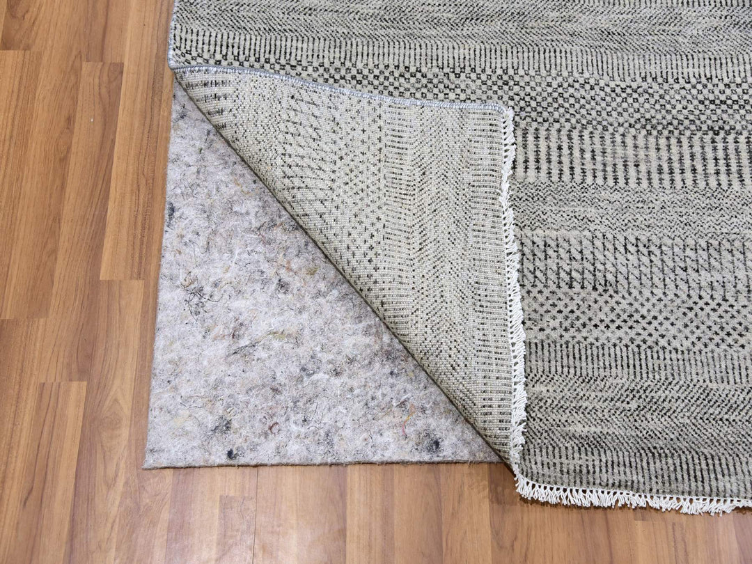 7'11" x 8'1" New Hand Knotted Grey Wool Square Oriental Rug - MOA10279559