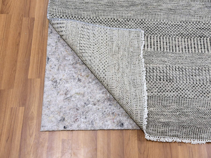 7'11" x 8'1" New Hand Knotted Grey Wool Square Oriental Rug - MOA10279559