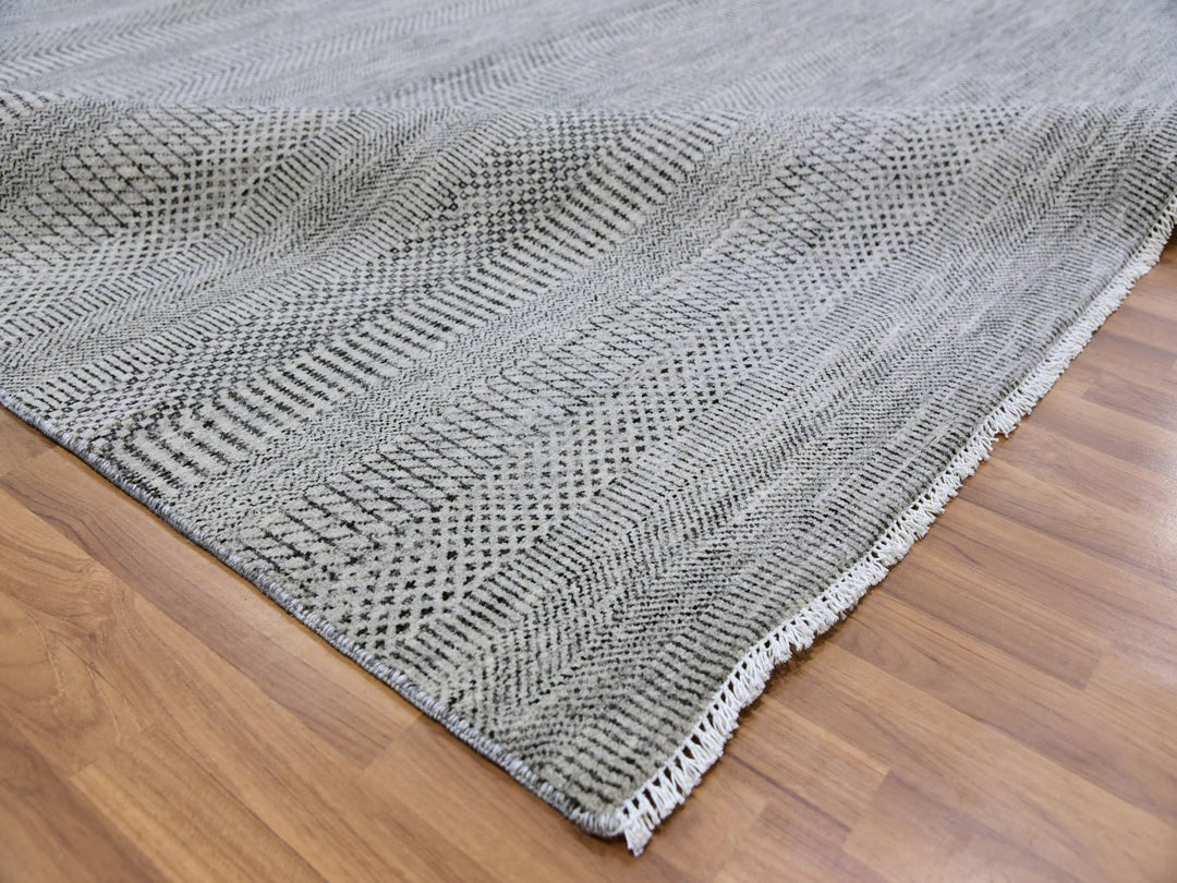 7'11" x 8'1" New Hand Knotted Grey Wool Square Oriental Rug - MOA10279559