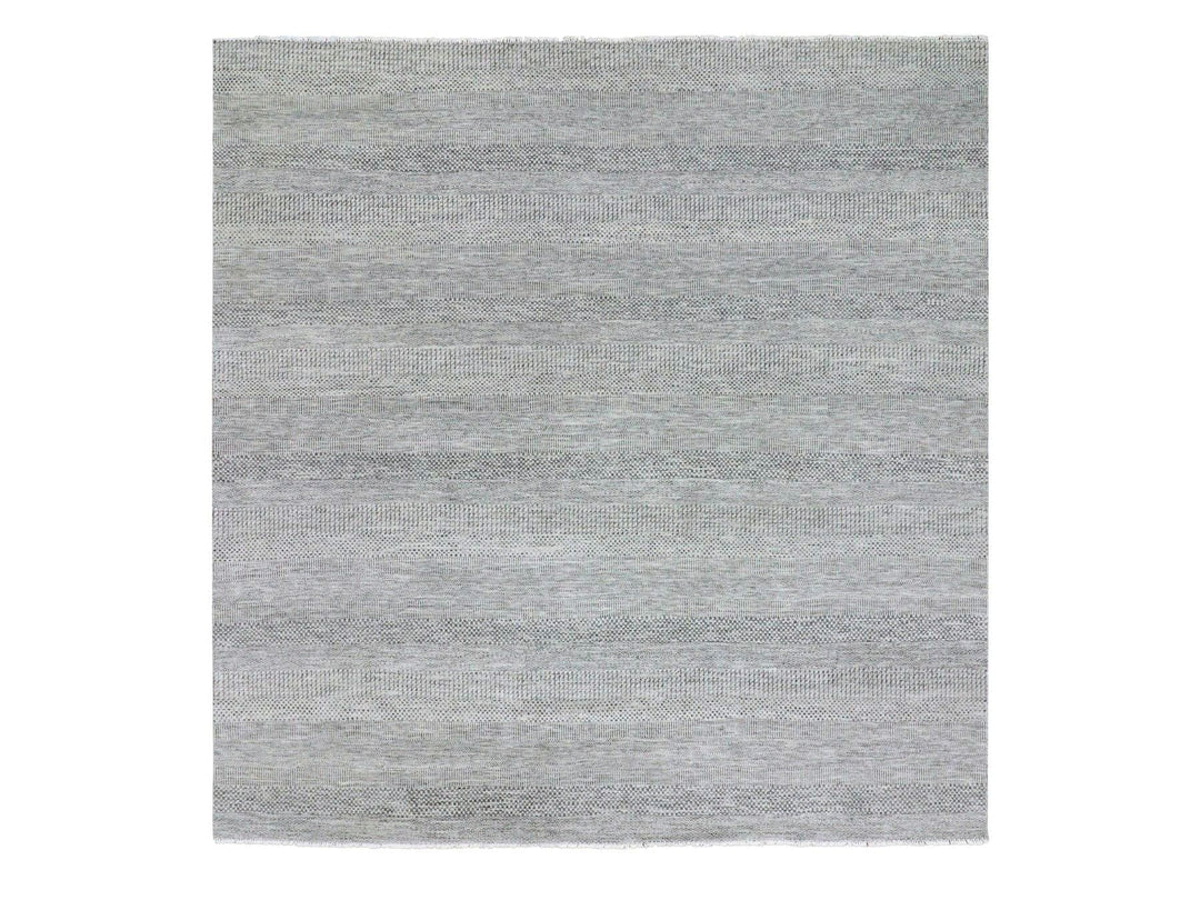 9'11" x 10'3" New Hand Knotted Grey Wool Square Oriental Rug - MOA10279561