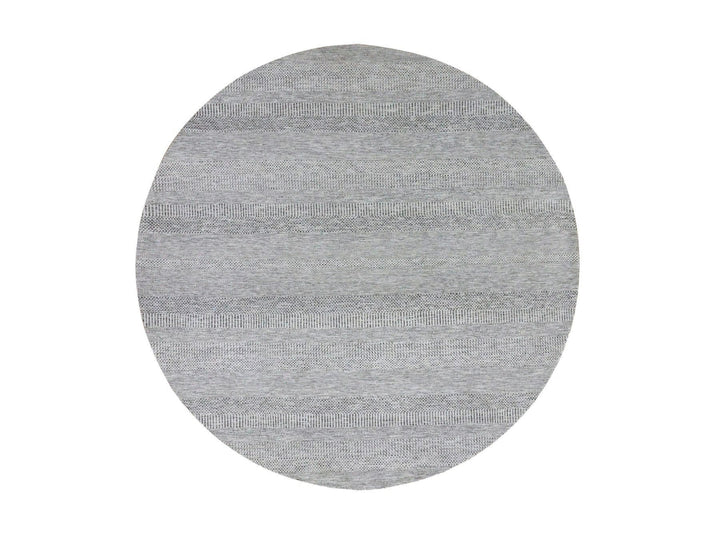 9'8" x 9'9" New Hand Knotted Grey Wool Round Oriental Rug - MOA10279563