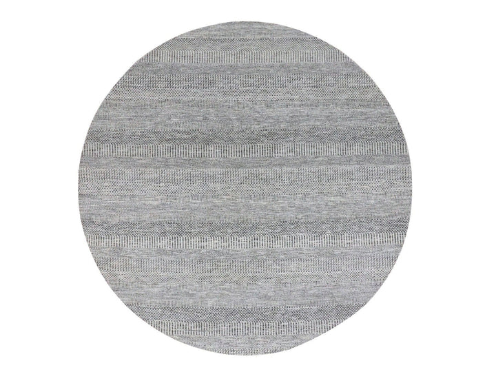 7'9" x 7'9" New Hand Knotted Grey Wool Round Oriental Rug - MOA10279564