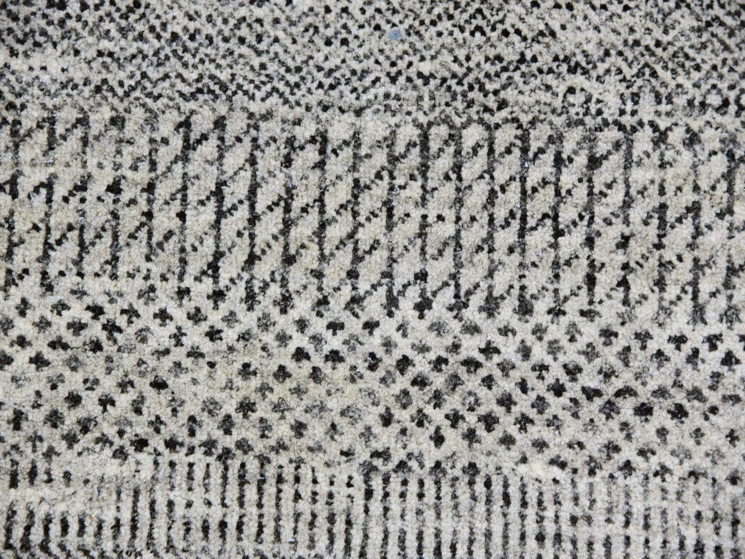 7'9" x 7'9" New Hand Knotted Grey Wool Round Oriental Rug - MOA10279564
