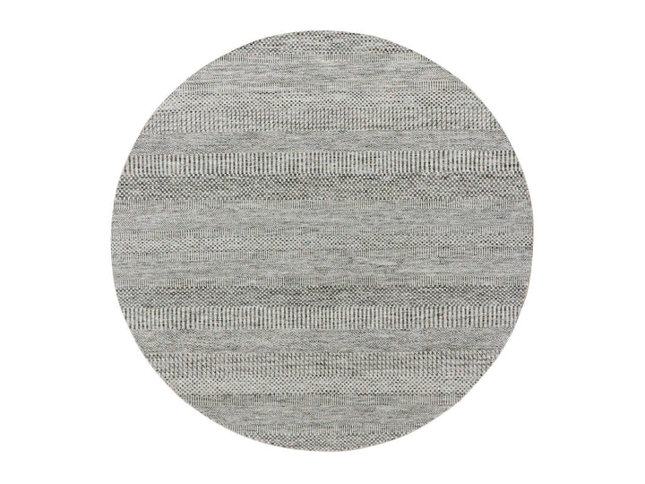 6'1" x 6'0" New Hand Knotted Grey Wool Round Oriental Rug - MOA10279566