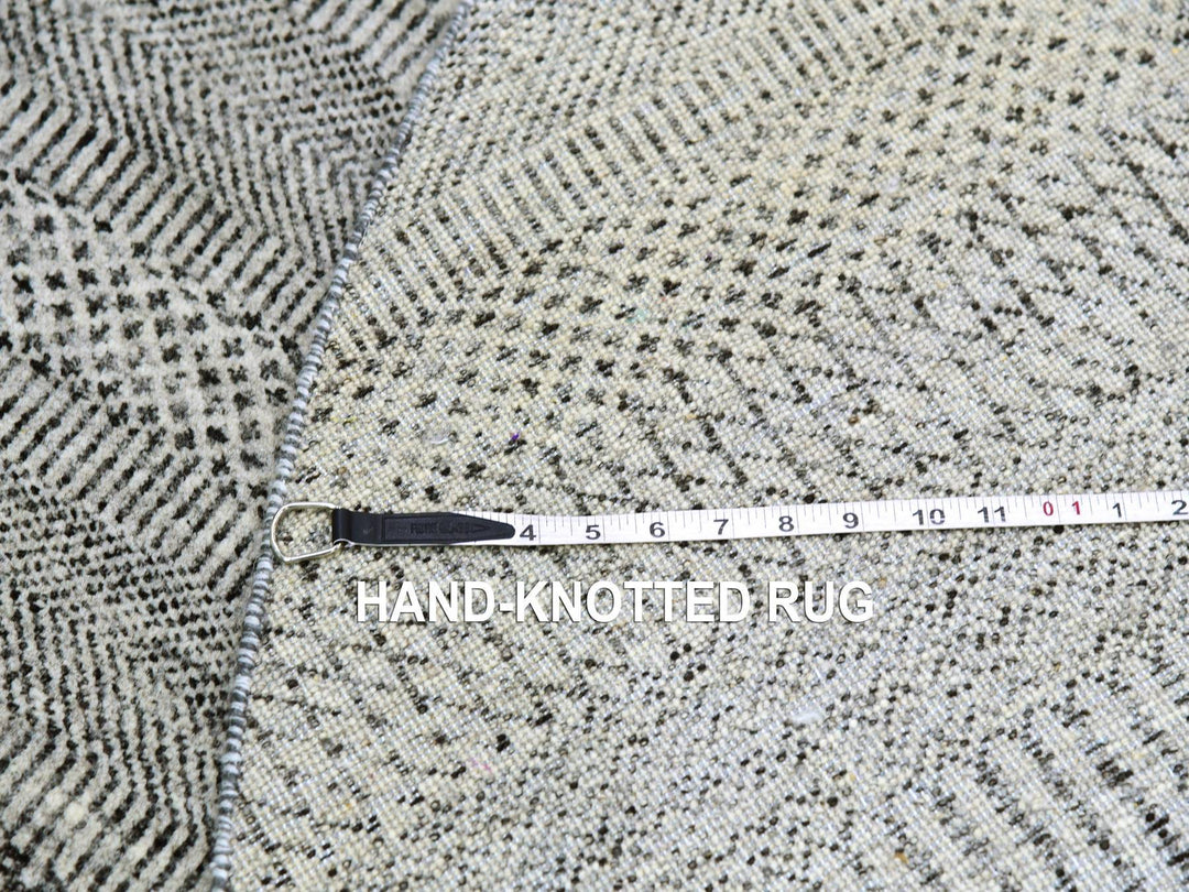6'1" x 6'0" New Hand Knotted Grey Wool Round Oriental Rug - MOA10279566