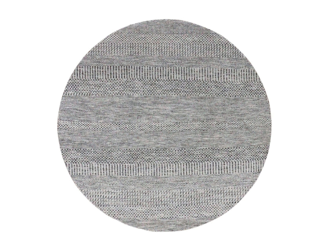 4'9" x 4'10" New Hand Knotted Grey Wool Round Oriental Rug - MOA10279567