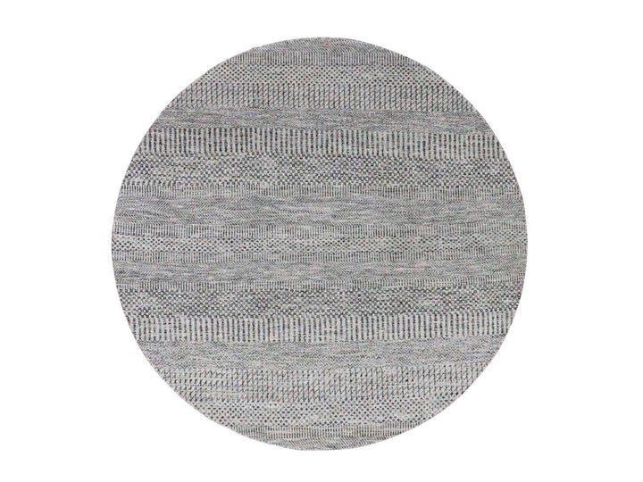 4'9" x 4'10" New Hand Knotted Grey Wool Round Oriental Rug - MOA10279567