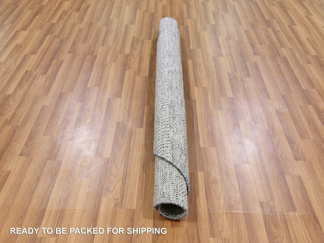 4'9" x 4'10" New Hand Knotted Grey Wool Round Oriental Rug - MOA10279567