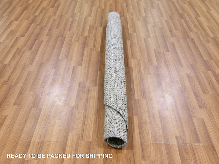 4'9" x 4'10" New Hand Knotted Grey Wool Round Oriental Rug - MOA10279567