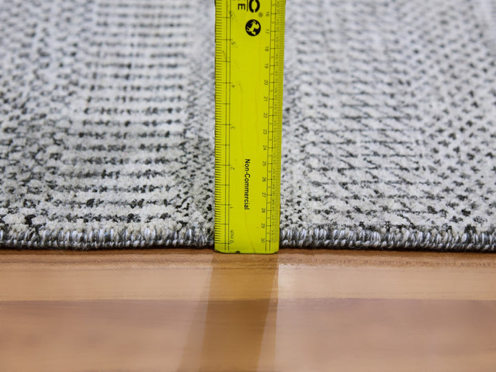 4'1" x 12'1" New Hand Knotted Grey Wool Runner Oriental Rug - MOA10279568