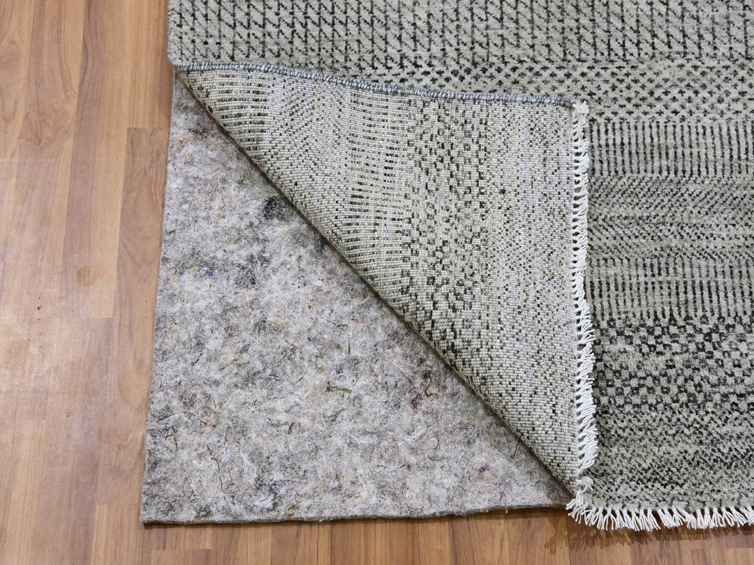 2'5" x 24'3" New Hand Knotted Grey Wool Runner Oriental Rug - MOA10279570