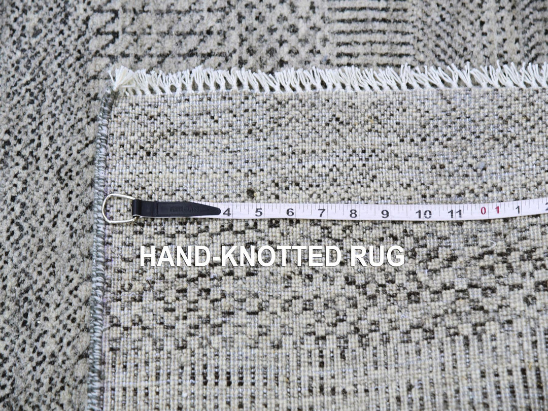 2'5" x 24'3" New Hand Knotted Grey Wool Runner Oriental Rug - MOA10279570