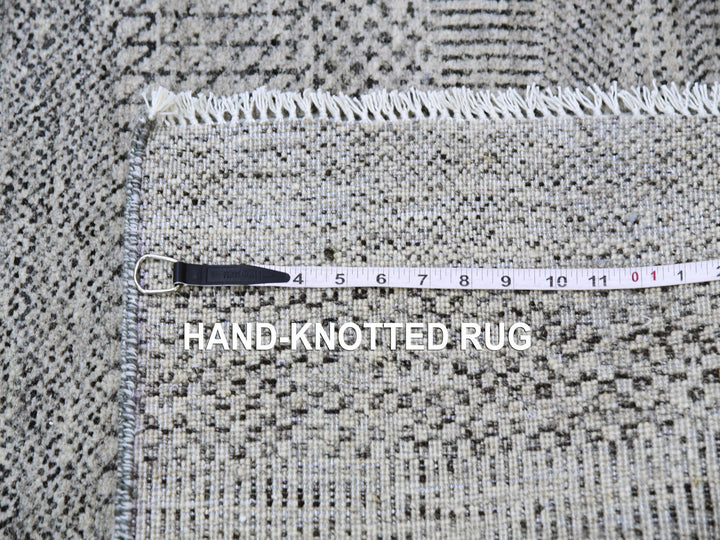 2'5" x 24'3" New Hand Knotted Grey Wool Runner Oriental Rug - MOA10279570