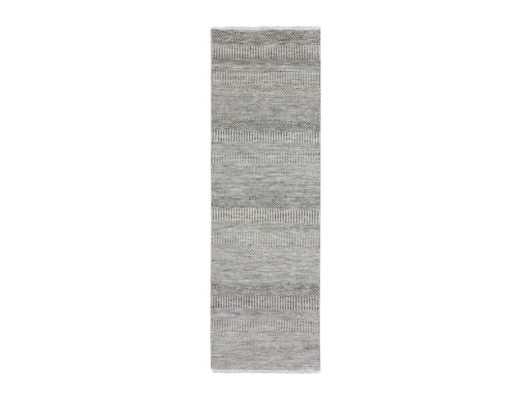 2'7" x 8'0" New Hand Knotted Grey Wool Runner Oriental Rug - MOA10279574