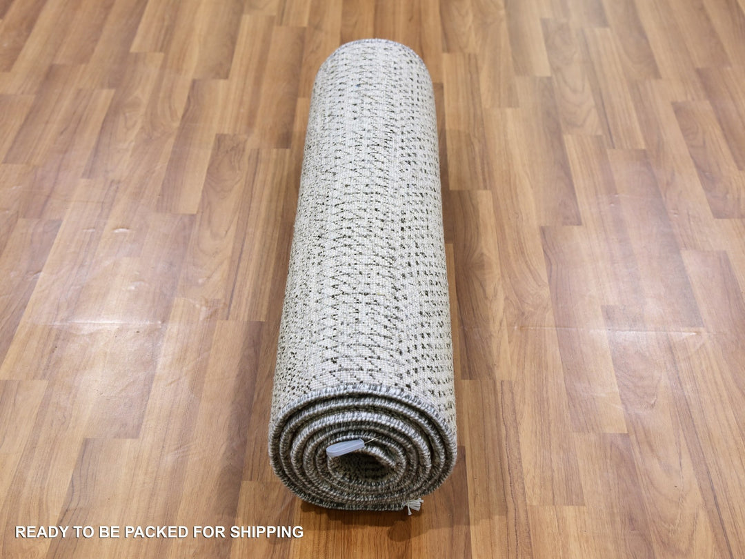 2'7" x 8'0" New Hand Knotted Grey Wool Runner Oriental Rug - MOA10279574
