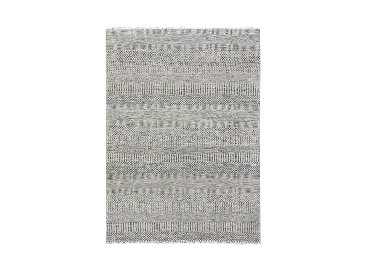 4'2" x 6'1" New Hand Knotted Grey Wool Rectangle Oriental Rug - MOA10279576