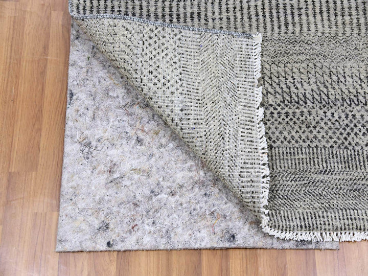 4'2" x 6'1" New Hand Knotted Grey Wool Rectangle Oriental Rug - MOA10279576