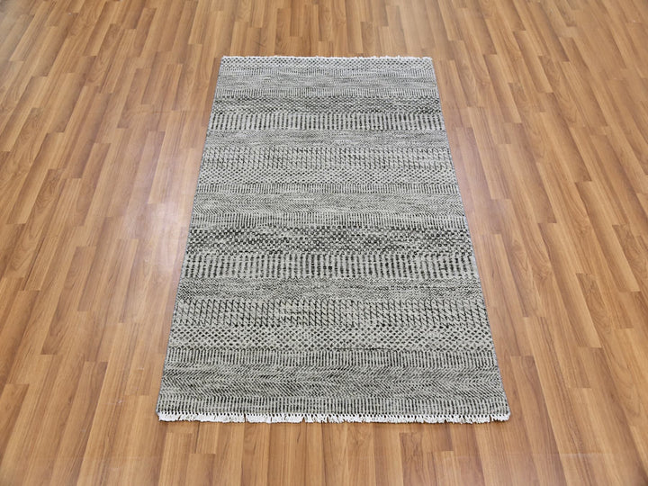 3'0" x 4'9" New Hand Knotted Grey Wool Rectangle Oriental Rug - MOA10279577