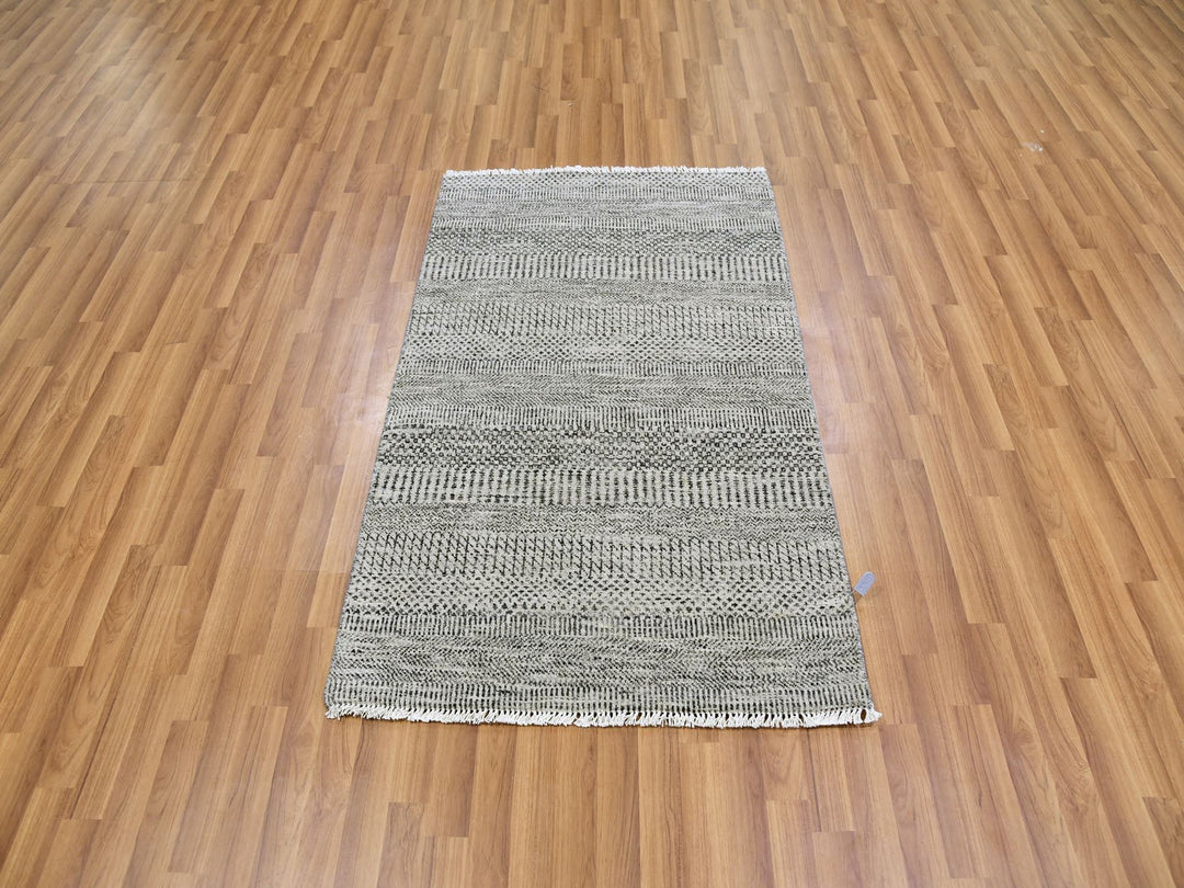 3'0" x 4'10" New Hand Knotted Grey Wool Rectangle Oriental Rug - MOA10279579