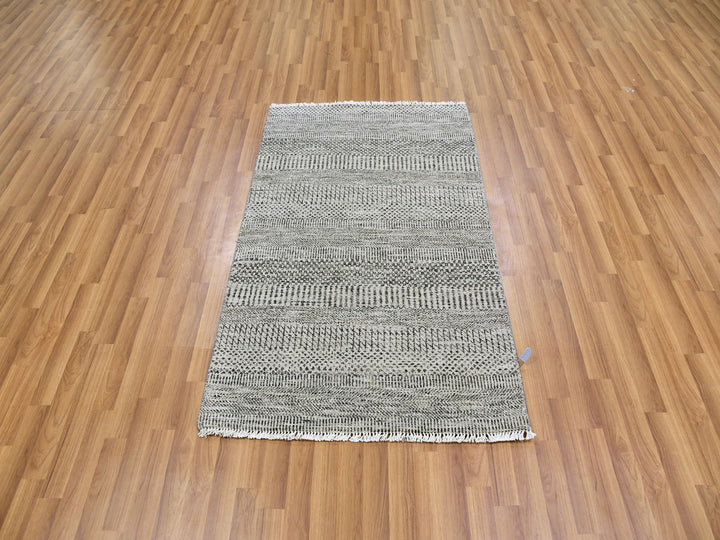 3'0" x 4'10" New Hand Knotted Grey Wool Rectangle Oriental Rug - MOA10279579