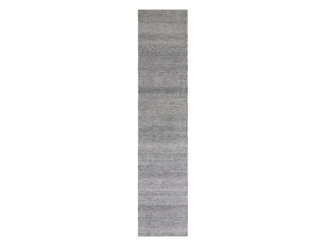 2'5" x 15'10" New Hand Knotted Grey Wool Rectangle Oriental Rug - MOA10279583