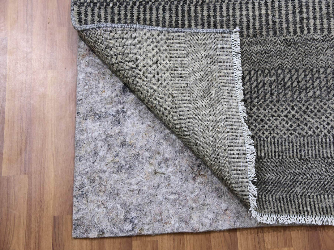 2'5" x 15'10" New Hand Knotted Grey Wool Rectangle Oriental Rug - MOA10279583