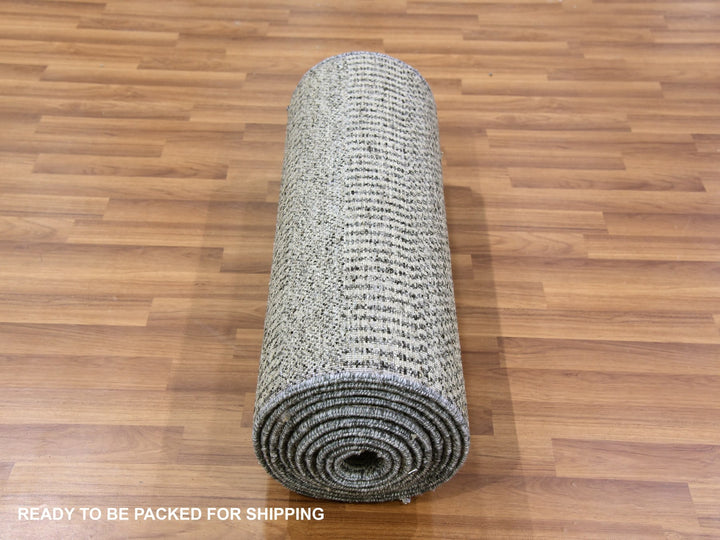 2'5" x 15'10" New Hand Knotted Grey Wool Rectangle Oriental Rug - MOA10279583