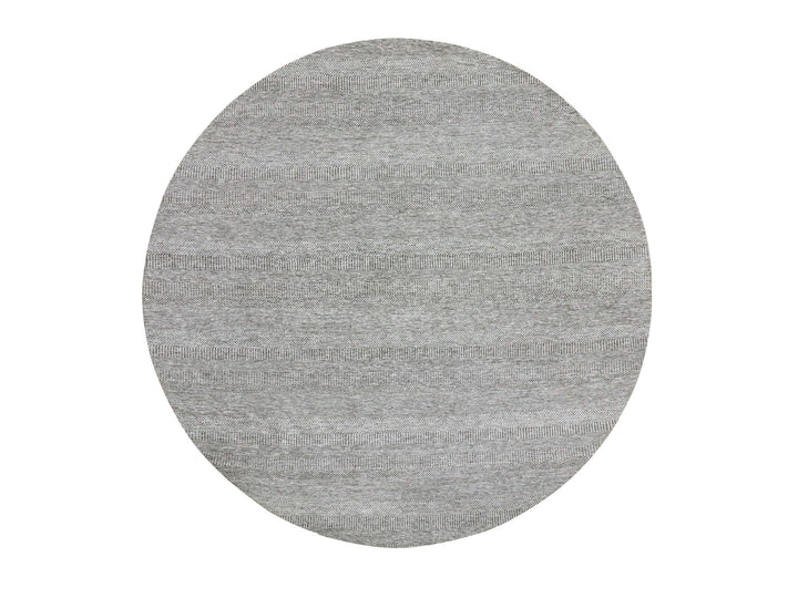 11'2" x 11'2" New Hand Knotted Grey Wool Round Oriental Rug - MOA10279584