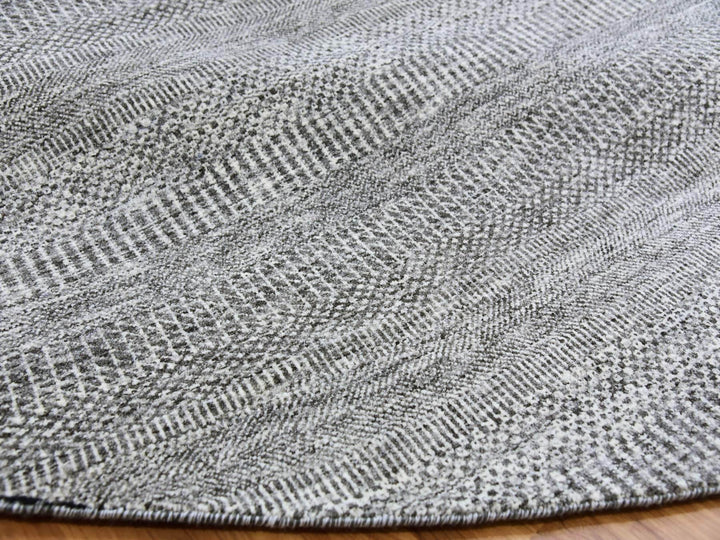 11'2" x 11'2" New Hand Knotted Grey Wool Round Oriental Rug - MOA10279584