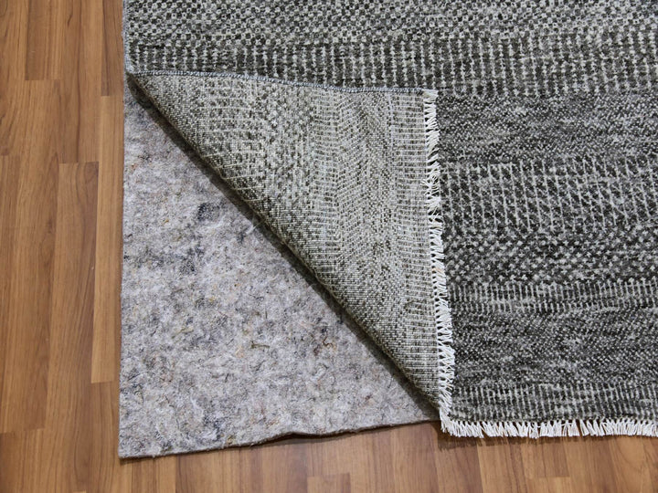 12'2" x 15'2" New Hand Knotted Grey Wool Rectangle Oriental Rug - MOA10279586